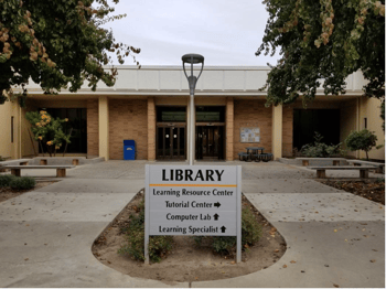 frontal facade of Reedley College Library